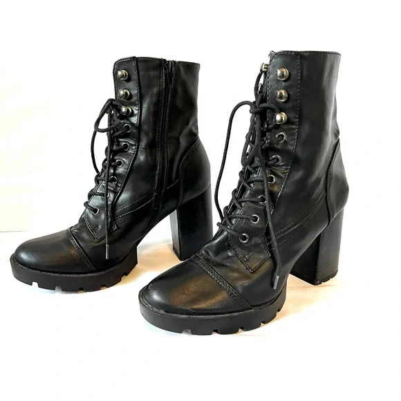 HOST PICK Charlotte Russe Chunky Heel Boots in Black - Picture 2 of 11